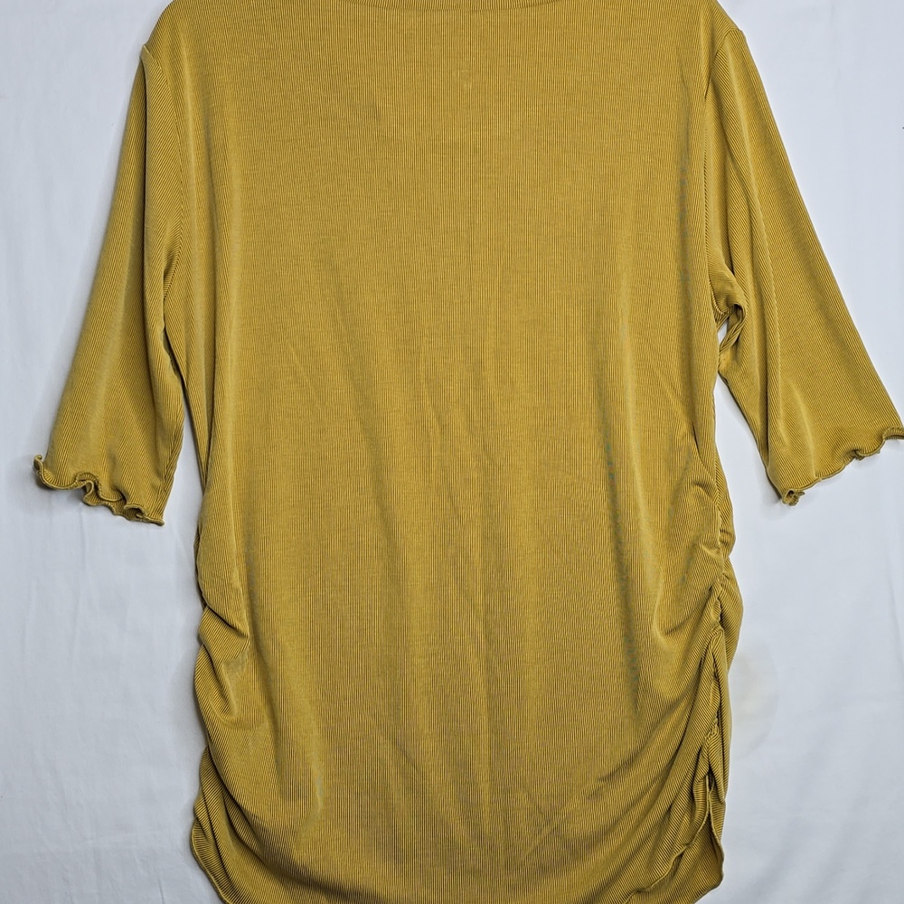 Mystree Mustard Yellow Ruched Lettuce Edge NWT - Picture 5 of 7